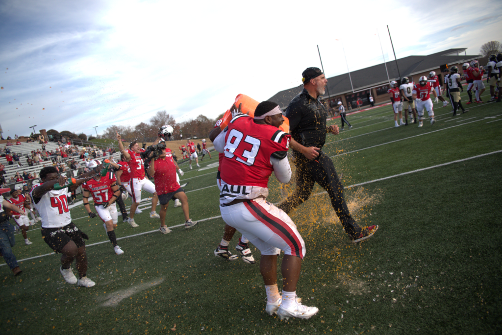 High-intensity action shot on the field